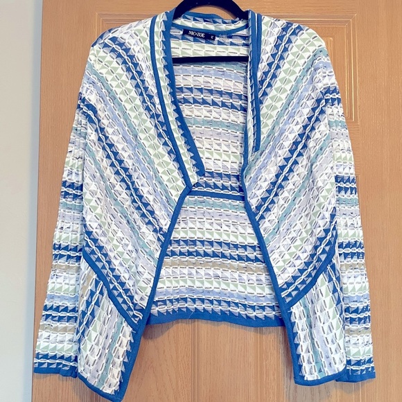 Nic +Zoe Prism Blue White Stripe Drapey
Cardigan Sweater - Picture 1 of 10